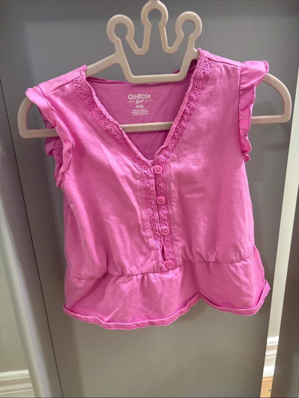 OshKosh B'gosh Bright Pink Ruffle Peplum Top